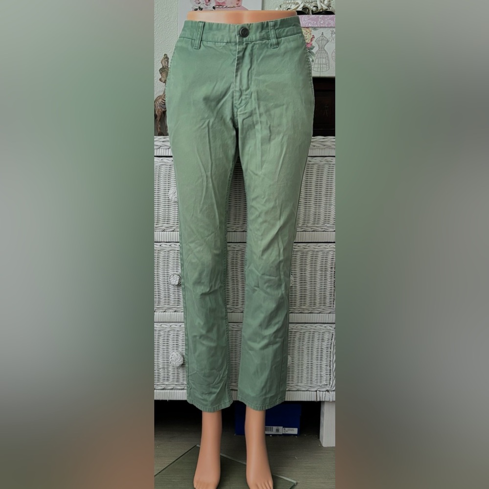 Bonobos Slim Tailored 100% Cotton Chinos Straight Leg Mid Rise Green Size 28x30